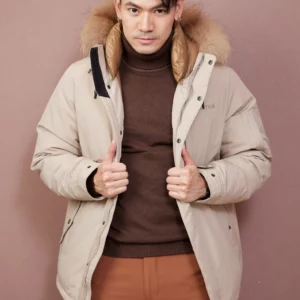 เสื้อกันหนาว Marmot + ขนเฟอร์ Man สีน้ำตาล