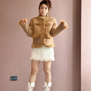 เสื้อคุณหนู เกาหลี +  ขนเฟอร์ สีน้ำตาล