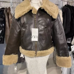 แจ็คเก็ตหนัง ZARA  สีน้ำตาล