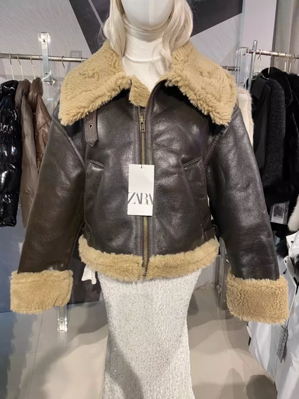 แจ็คเก็ตหนัง ZARA  สีน้ำตาล