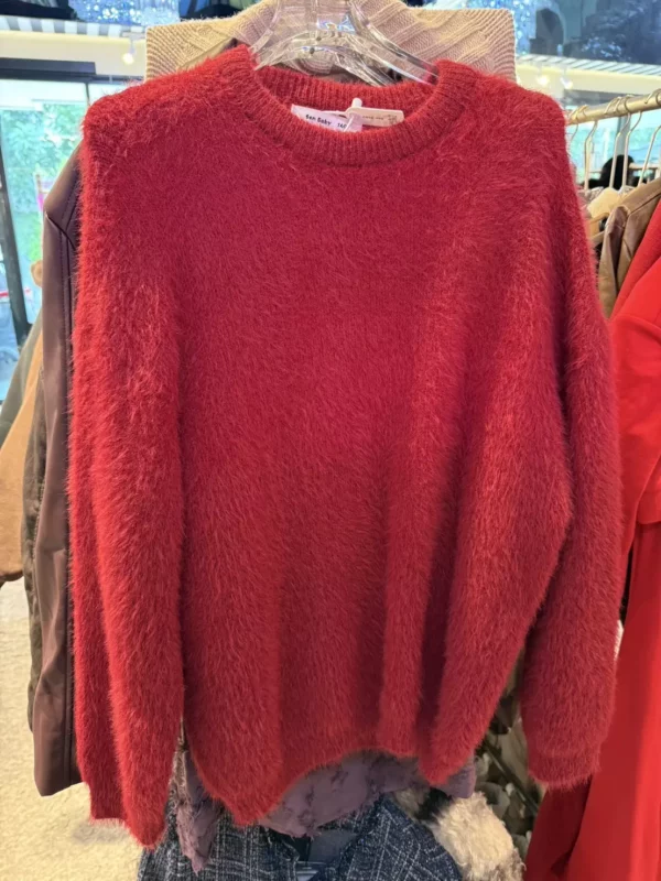 เสื้อแขนยาวขนเฟอร์  สีแดง