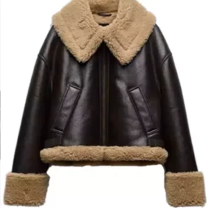 แจ็คเก็ตหนัง Zara Woman  สีน้ำตาล