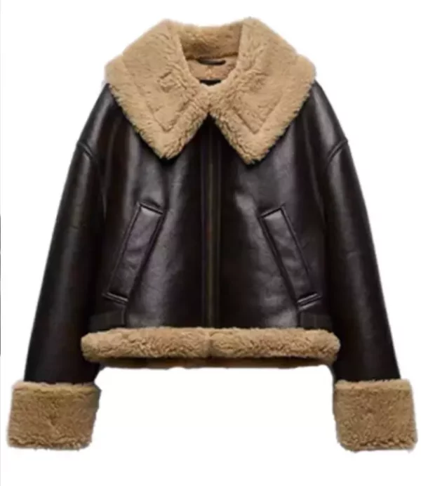 แจ็คเก็ตหนัง Zara Woman  สีน้ำตาล