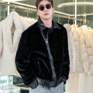 แจ็คเก็ตขนเฟอร์ Men สีดำ