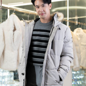 เสื้อขนเป็ด Man  สีเทาอ่อน